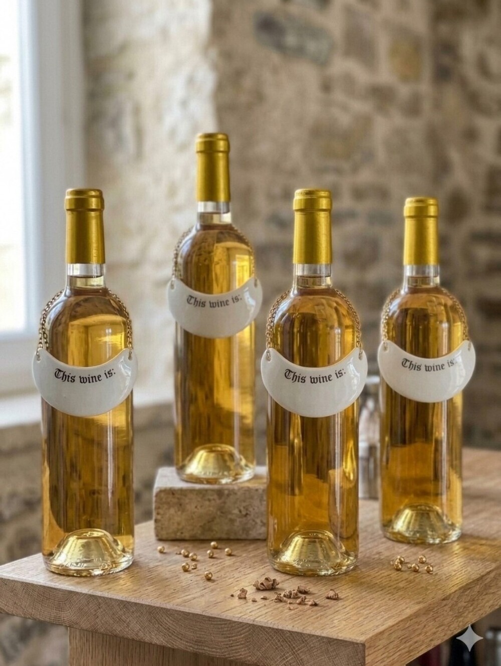 Stafford England Porcelain Wine Labels – “This Wine Is:” Gold Chain Set